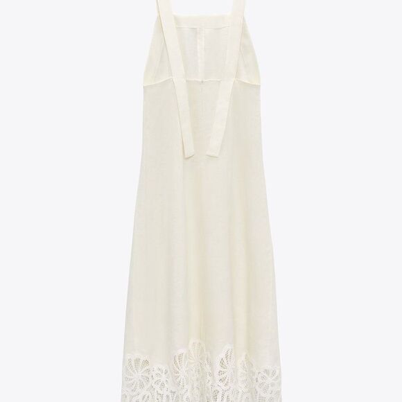 NWT ZARA LACE TRIM 100% LINEN DRESS LIMITED EDITION - Picture 6 of 8